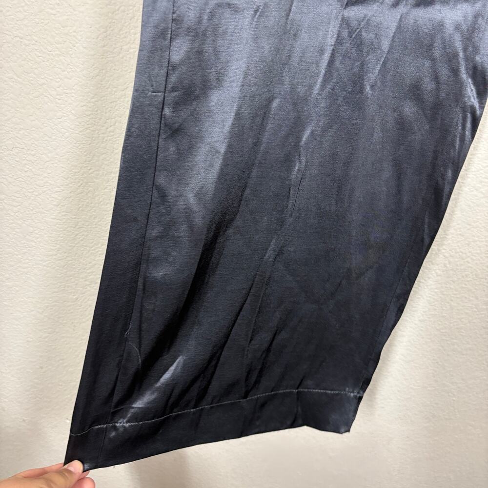 Free People Small Good Days Satin Wide Leg Pants Black Shiny Pleated Front - Picture 5 of 10